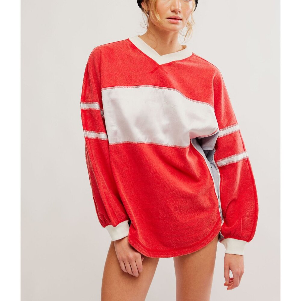 FP Movement by Free People Red and White Long Sleeve Tee